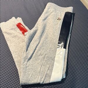 Moncler Gray Joggers with Red and Black Accents